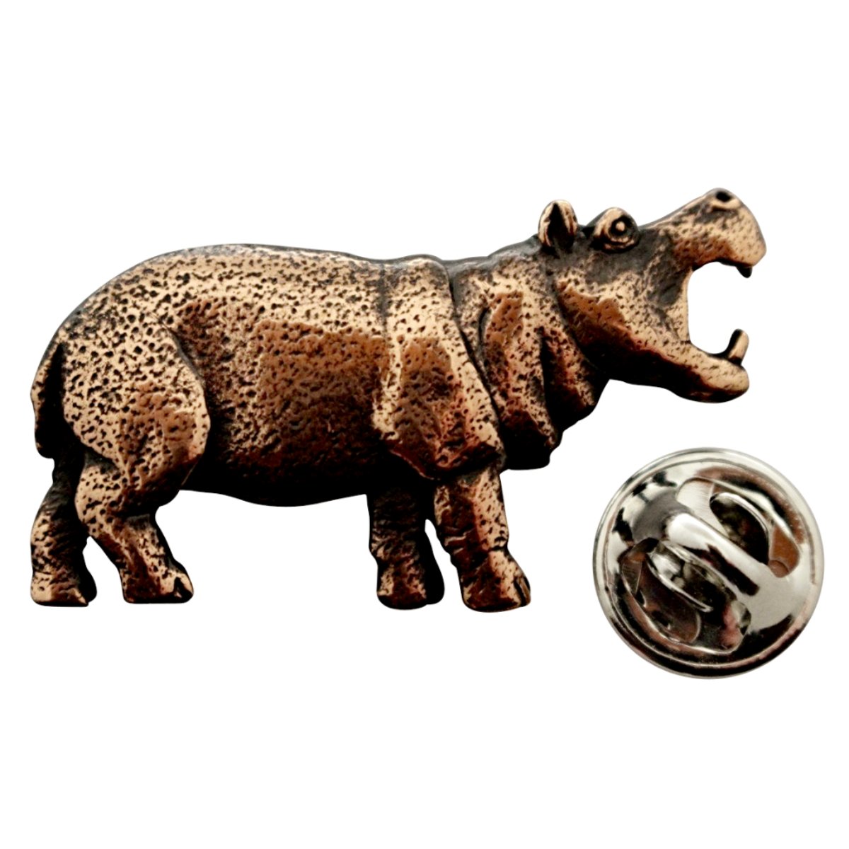 Hippopotamus Pin ~ Antiqued Copper ~ Lapel Pin ~ Sarah's Treats & Treasures